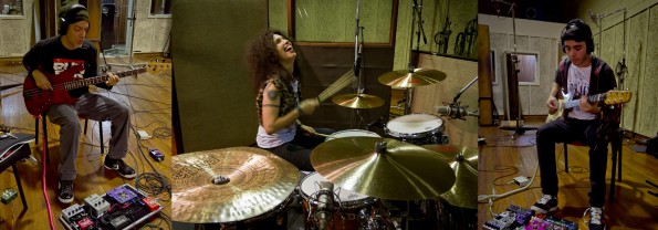 Lonnie,León y yo grabando, por Diego Fioravanti( collage por mi amiga Gloria)